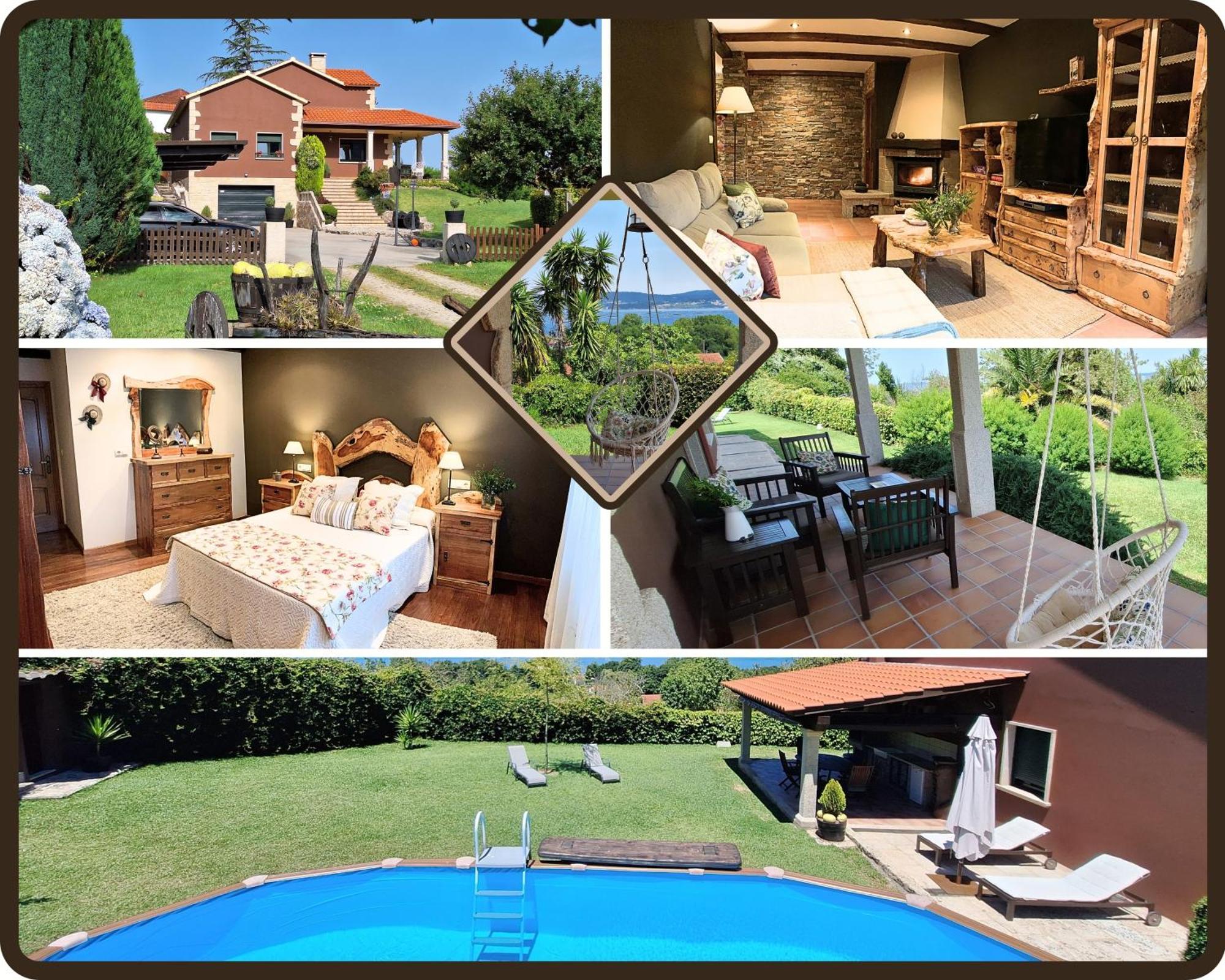 Chalet Rural 400 M Playa Piscina Barbacoa Chimenea Bueu Kültér fotó
